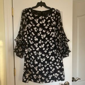 Ann Taylor Black Dress With White Floral Print